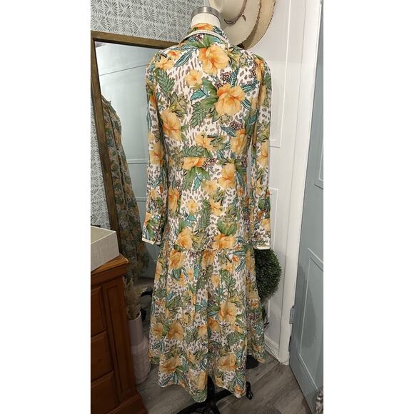 Bergdorf Goodman Aqua Blu Australia Dahlia Helena Button-Front Maxi Dress Small - Picture 6 of 11